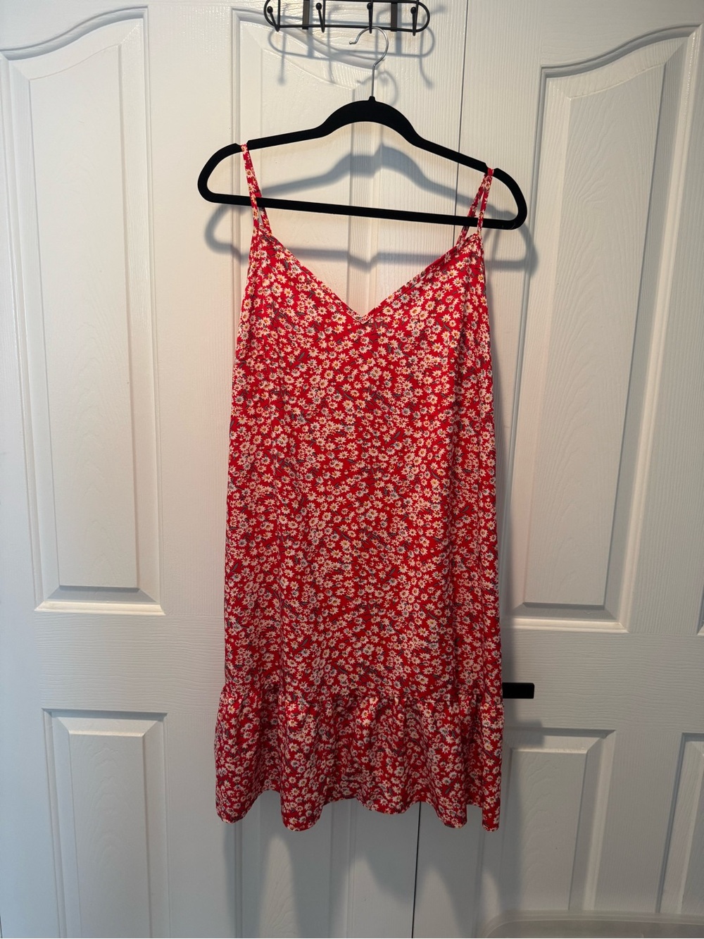 SHEIN Plus Size Red Floral Slip Dress with Spaghetti Straps